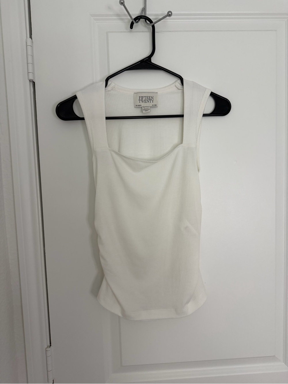 Fifteen Twenty Cream Ribbed Square-Neck Tank